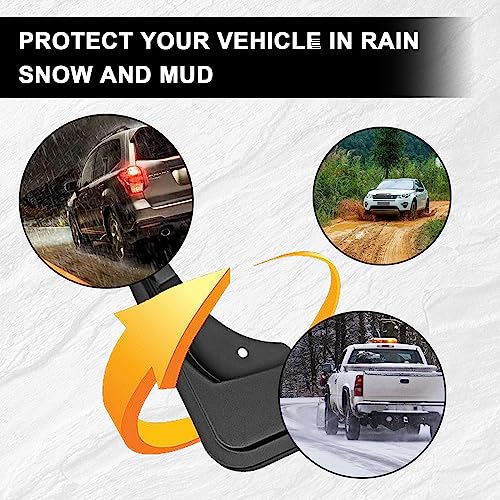 Image of 4pcs Black Front and Rear Splash Guards, no Drilling Required, Exterior Splash Guards. Compatible with 2022-2023 Ford Maverick mud Flaps.