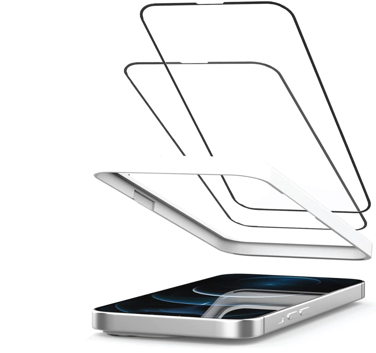 YoYoTech (2 Pack) Ultra High Definition Tempered Glass Screen Protector Designed for iPhone 13 with Auto Alignment Installation Frame, 20D edge to edge full coverage Screen Saver (Clear Glass)