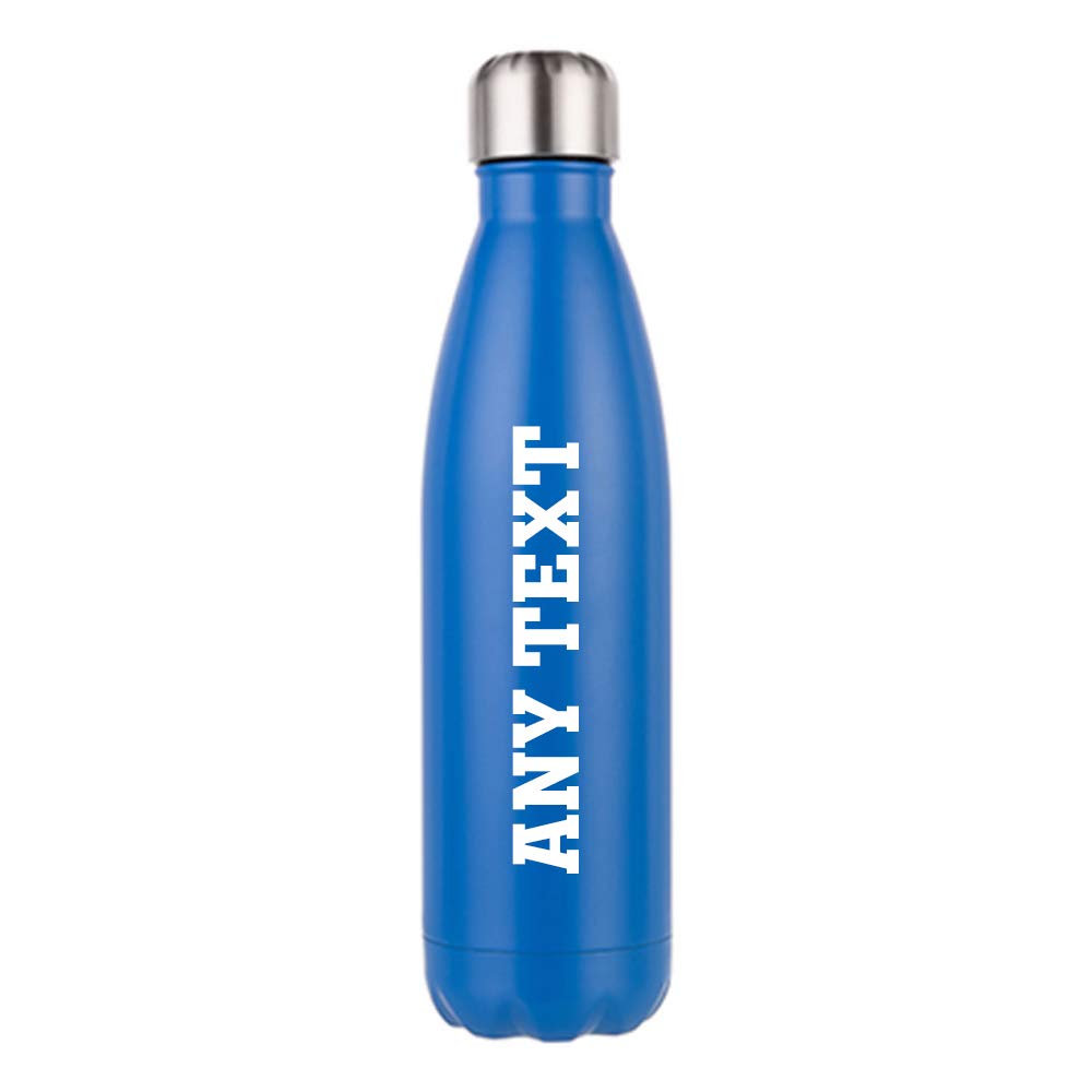 Personalised with Your Own Text/Message/Any Name 500 ML-17 OZ Double Walled Insulated Stainless Steel Bottle Leak Proof Keeps Hot and Cold Drinks for Outdoor Sports. (Matt Dark Blue)