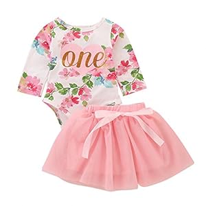 FYMNSI Pasgeboren Baby Meisje 1e Verjaardag Outfit Eerste Eenjarige Verjaardag Prinses Jurk Peuter Kids Goud Een Lange…