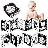 FANTESI Black & White Stoff-Buch, Babybuch Schwarz Weiß, Weiches Visuelles Baby Stoffbuch Doppelseitig Kontrastreiches Babybuch für Neugeborene Kleinkinder (Insektenstil)