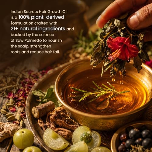 Image of Ayurvedic Hair Oil for Hair Growth | Bhringraj, Amla, Brahmi, Rosemary, Saw Palmetto | Comb Applicator Bottle for Men & Women, 100 ml
