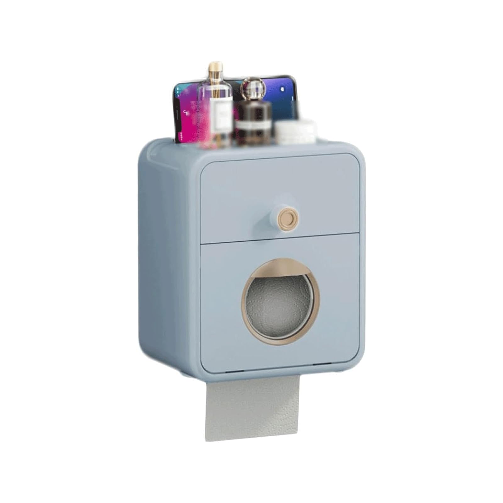 FETGKNBM2 Commercial Double Layer Toilet Tissue Dispenser with Drawer Paper Towel Dispenser Wall Mount Commercial Hand Towel Holder Box for Z Fold Tri Fold Roll Paper Restroom