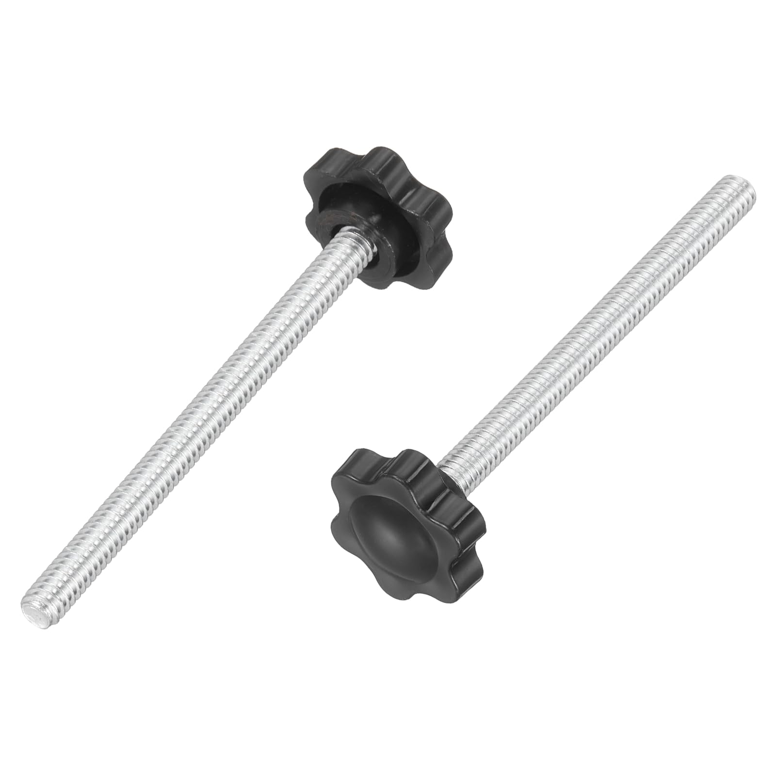 sourcing map 2Pcs 1/4"-20 Star Knobs, 3.3" Threaded Stud Plastic Male Clamping Knob Screw Hand Tightening Replacement Knob for Industrial Furniture Tools Jigs Clamps, Black