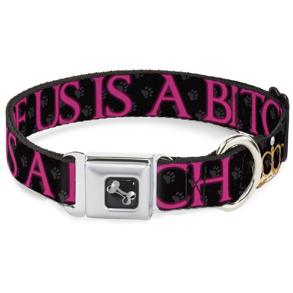 Collier ceinture de sécurité Buckle Down pour petit chien avec motif couronne rose et gris