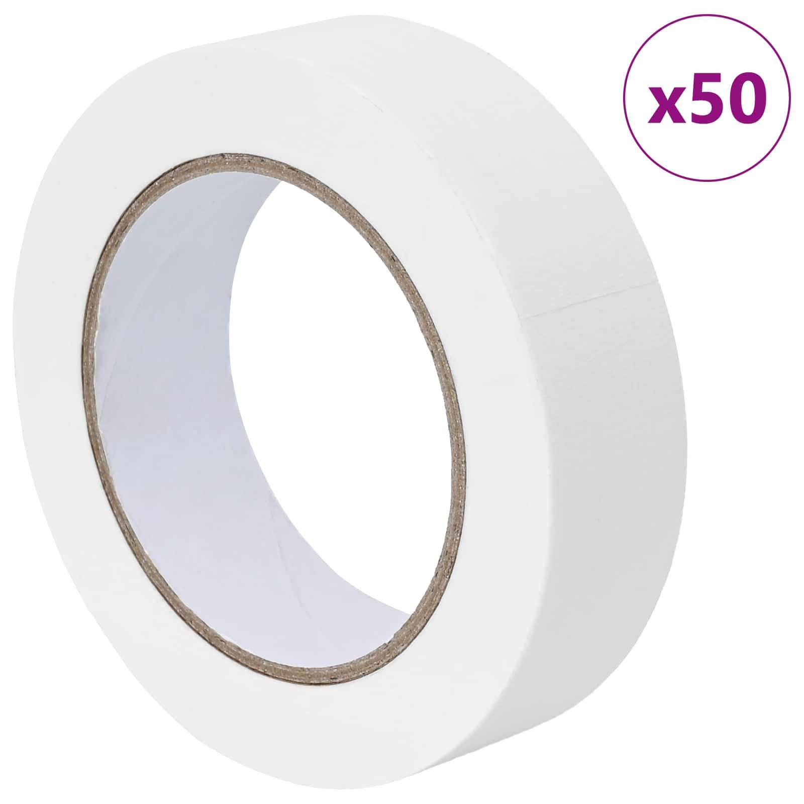 Malerklebebänder Weiß 30 mm x 50 m Papier 50 Stück spurlos ablösbar für Innen und Außen Malerband zum Abdichten, Reparieren, Basteln, Werkstatt und Haushalt