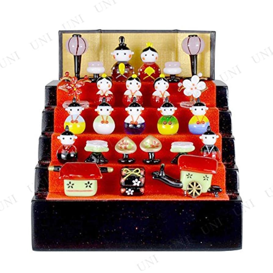 三段飾り雛セット　ガラス細工　ミニチュア 楽天市場】ガラス細工 雛人形 ひな人形 コンパクト 愛され雛五段飾り