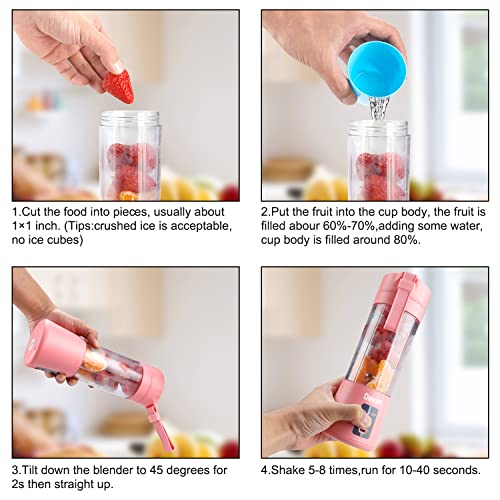 Image of 6 Blade USB Juicer Bottle - Portable Electric Juice Maker Mixer Blender Grinder, Rechargeable Shake Fruit & Vegetable Blender (Black)