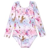 Domusgo Leotardos de gimnasia de manga larga para niñas, trajes de una