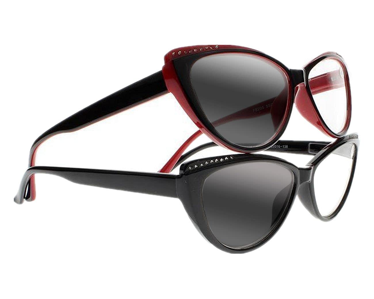 2 Colors Women's Cat Eye Transition Photochromic UV400 Reading Glass +0.25 0.5~+6.00 (Set of 2 Colors, 6.00)