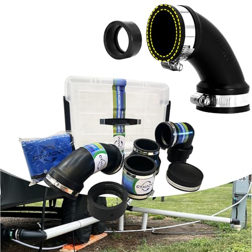 Image of RV PVC Sewer Kit - 7-Piece Complete Connection Set with Gate Valve & Storage Box, 3 inch Fittings, 3-in-1 Cleanout Adapter, Leak-Proof Camper Waste Plumbing Adapter