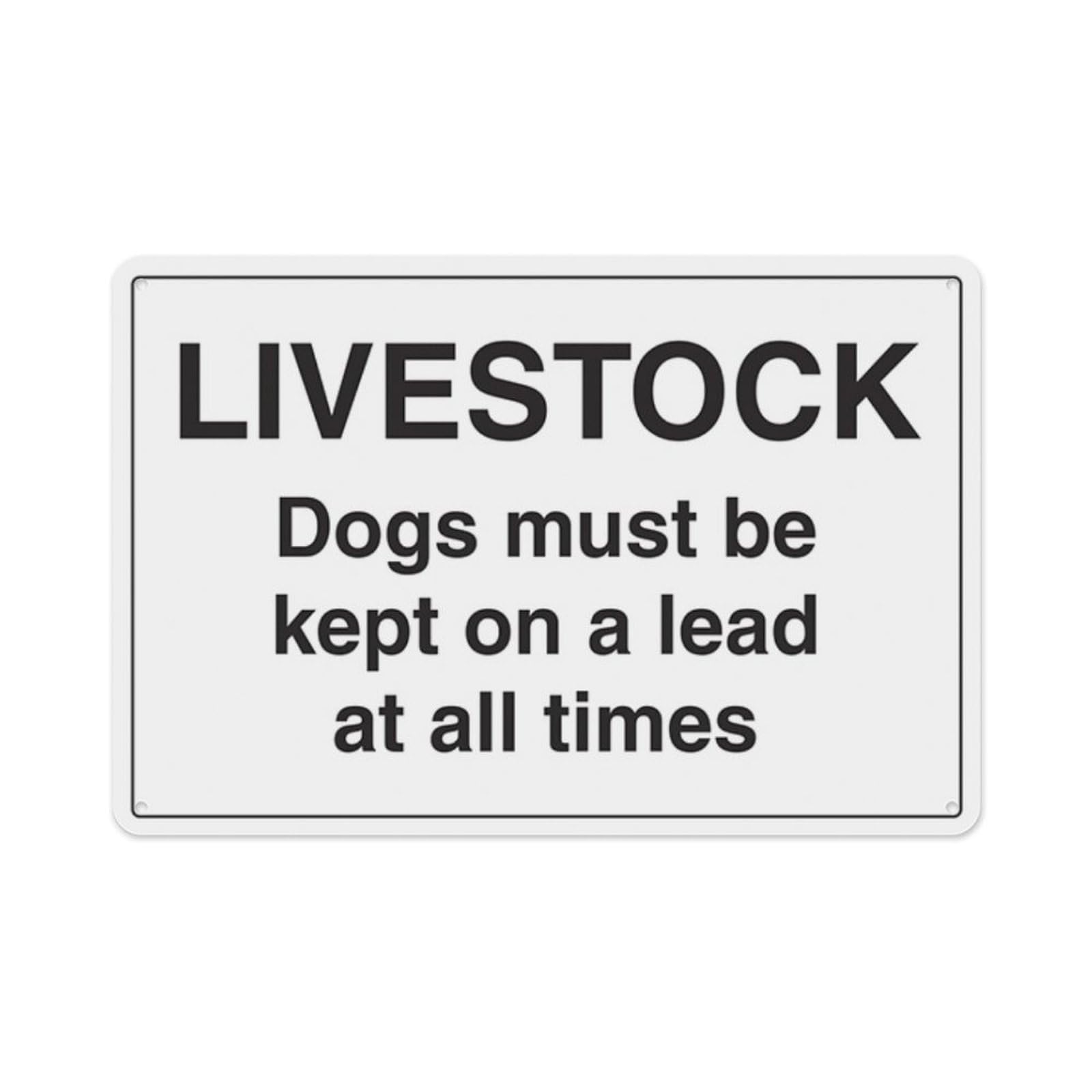 peiyeety Livestock Dogs Must Be Kept On A Lead At All Times Aluminum Tin Warning Signs For Home Outdoor Garden 8X12 Inches
