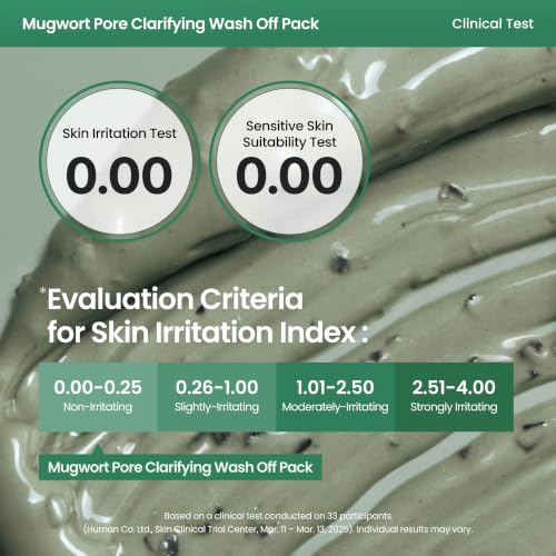 Image of AXIS-Y Mugwort Pore Clarifying Wash Off Pack - Face Exfoliator Targets Clogged Pores, Whitehead & Blackhead Remover - Vegan Korean Skin Care Glass Skin Clay Mask - 100 ml