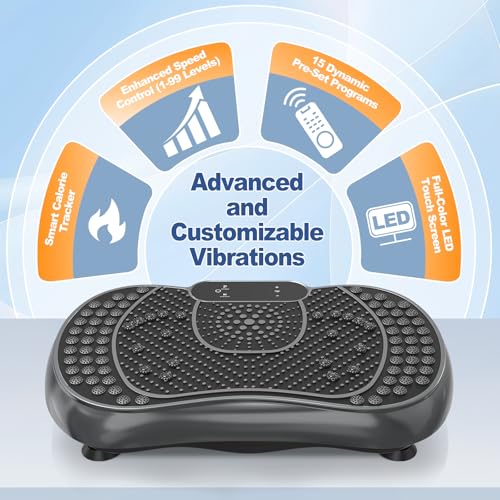 Bigzzia Vibration Plate Exercise Machine for Weight Loss – 100-Speed Platform with Remote & Resistance Bands, 450 lbs Capacity – Quiet Full Body Workout for Lymphatic Drainage at Home