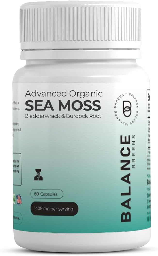 athinika nutrition Organic Irish Sea Moss Capsules - 60 Pure SeaMoss, Bladderwrack & Burdock Root Supplement, Immune Booster, Digestive Gut Health, Healthy Skin Detox and Joints Support
