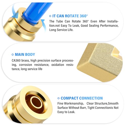 Image of TAILONZ PNEUMATIC 2PCS 1 /2 inch Tube OD DOT Elbow Out Pipe Air Fittings PV-1 /2,Push to Connect Fittings Air Brake Pipe Fittings for Cars、Trucks、Air Brake Systems、Etc.