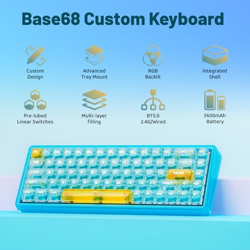 Teclado Mecánico Base68 65% Inalámbrico Bluetooth RF USB-C miniatura 2