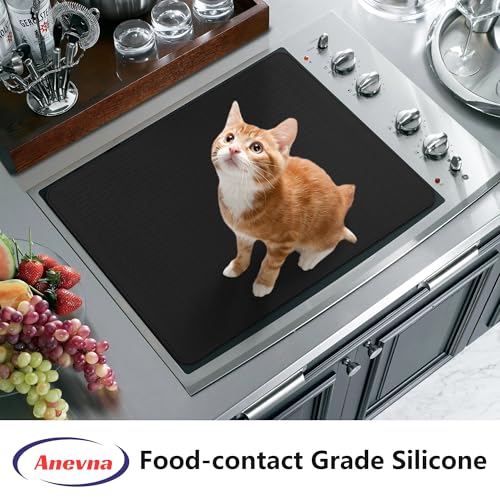 Image of Stove Top Cover for Electric Stove- Range Covers for Electric Stove,Silicone XXL Dish Drying Mat, Glass Cooktop Covers, Flat RV Range top Mats (Black, 36 inchx21 inch)