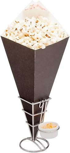 Miniatura 10 de Restaurantware Conetek - Conos de comida ecológicos de 10 pulgadas con bolsillo integrado para condimentos para aperitivos, cono de papel seguro