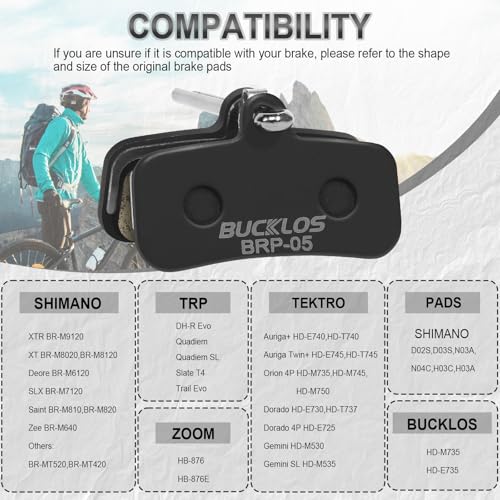 image for BUCKLOS Bike Disc Brake Pads - Bicycle Disk 4 Piston Pads for Shimano 