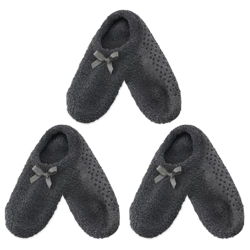 Image of BambooMN Women's Soft Fuzzy Cozy Footies Travel Home Non-Slip