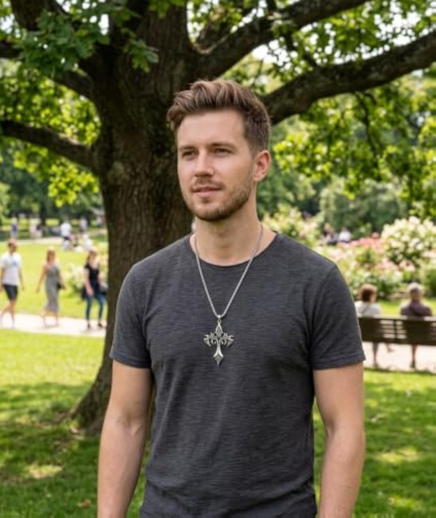 3Pcs Gothic Cross Necklace Set for Men, Gift Ready