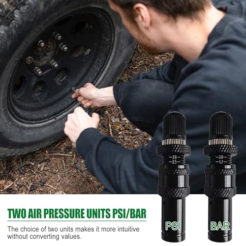 Image of Adjustable Auto-Stop Tire Deflator Valve Kit, 4 Pcs Automatic Tire Deflators Kit, 10-30 PSI Adjustable for Vehicles, Motorcycle, Car, Truck