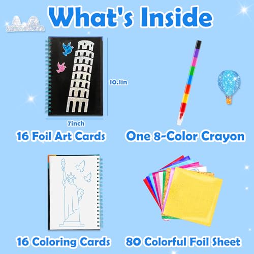 Image of FUNNYB&G Mess-Free Foil Art Craft for Kids Ages 4-10, Kids Birthday Gift