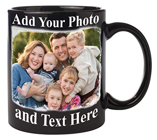 OMGSHIRTS Name Cups - Personalized Coffee Mug, Customize Fathers Day Gift, Magic Mug With Photo (Black 11 oz)