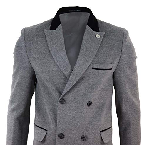 TruClothing Mens 3/4 Long Double Breasted Overcoat Jacket Wool Coat4