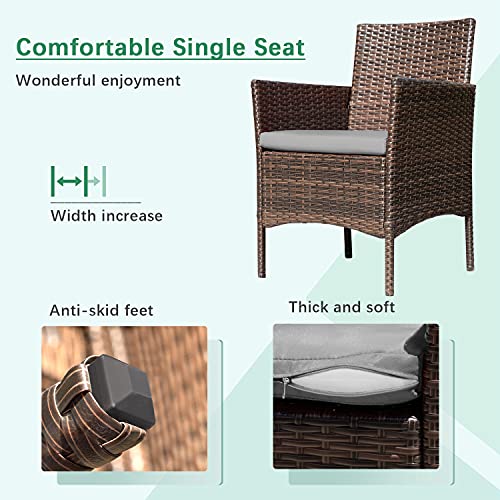 Image of Greesum Patio Furniture 4 Pieces Conversation Sets,Brown and Gray