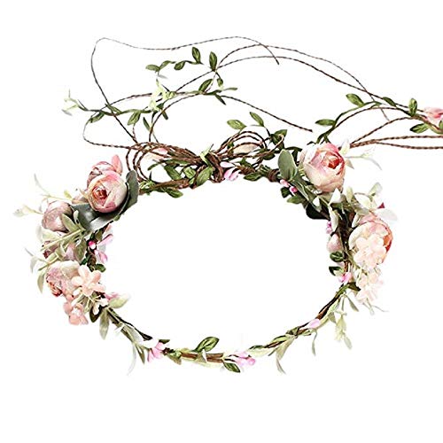 Sumshy Blumenkranz Haare Elegant für Hochzeit Party, Boho blumenkranz stirnband damen für Strandurlaub, Geburtstag, Festival, simulierte Handgefertigt haarkranz blumen Cover