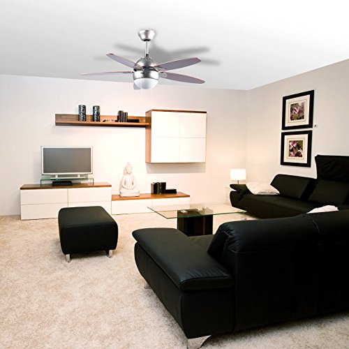 Sichler Haushaltsgeräte Lampe mit Ventilator: Deckenventilator VT- 597 mit Holzflügeln und Beleuchtung, Ø 92 cm (Deckenleuchte mit Ventilator, Deckenventilatoren mit Lampe, Kühl)-8