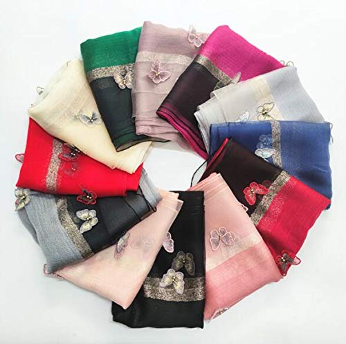 Women Mulberry Silk Scarf Lightweight Scarves Embroidered Butterfly Shawls and Wraps for Evening Dresses4