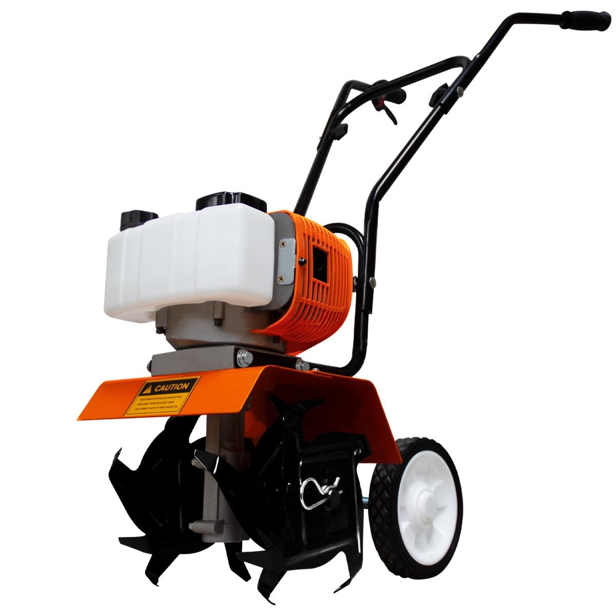 T-Mech Black/White Petrol Cultivator Rotavator Cordless Garden Tiller 52Cc 1.65Kw 4000Rpm 3Hp 2 Stroke 1.2L Tank 4 Steel Blades 30Cm Working Width 20Cm Depth Portable Lawn Soil Digging Weed Removal Ppe & Tool Kit Incl.