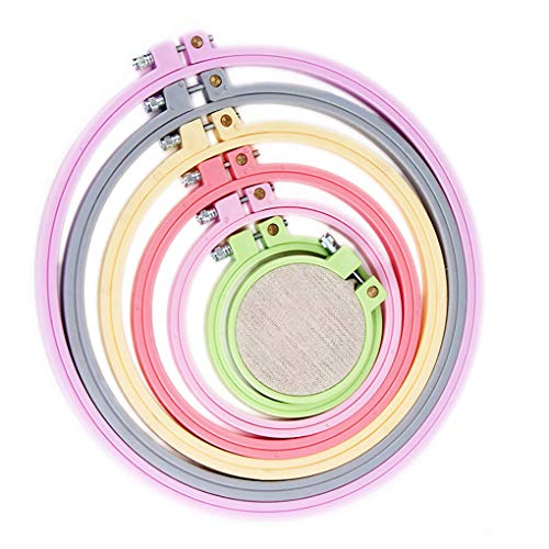 Chowcencen Herramienta de Bricolaje Bastidor de Bordado Marco de plástico Círculo de Punto de Cruz Anillo Hecho a Mano, de 9 cm de diámetro Interior Color al Azar