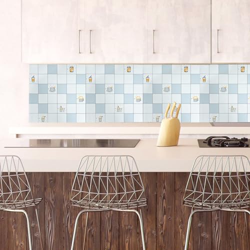 Image of SARVATRAY Self-Adhesive Wallpaper, Kitchen Oil Proof Heat Resistant Stickers, Vinyl Sheet for Wall 2 X 6.5 SQ FT (2 M Liquid Theme Blue WS)