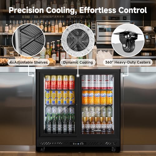 Image of BODEGACOOLER Back Bar Cooler,7.7 Cu.ft Commercial Beverage Refrigerator with 2 Sliding Glass Doors, Stainless Top,Beverage Fridge Perfect for Beer,Wine,Soda,DOE Approved