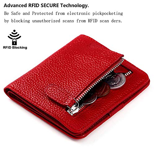 FUNTOR Small Wallets for Women, Ladies Small Compact Bifold Pocket RFID Blocking Genuine Leather Wallet for Women3