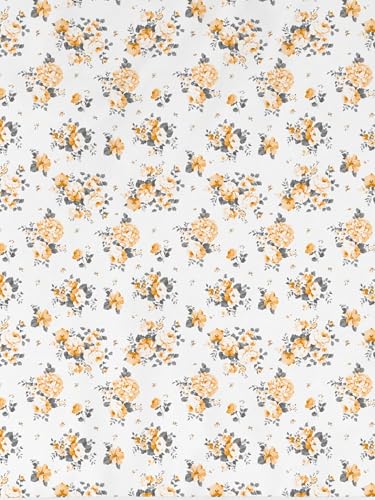 Image of DDECOR Live Beautiful 100% Compact Combed Cotton Floral King Flat Bedsheet with 2 Pillow Covers | Rotary Print 145TC | Perfect for Everyday Bedroom Use | Cresta Collection|2.24 x 2.54 M|Kumquat Yellow