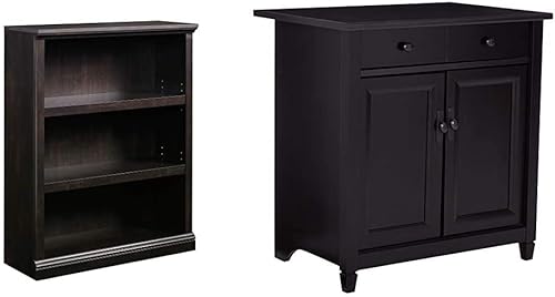 Sauder - Estantería de 3 estantes, carrito de utilidades/estante Edge Water, acabado negro estate