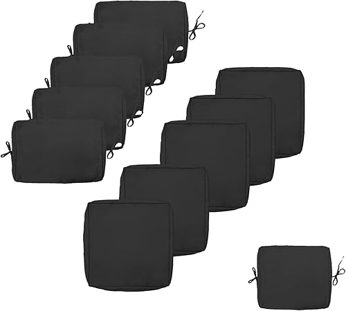 Fundas de cojín de patio de 11 piezas, resistentes al agua, duraderas, para exteriores, con cremallera, para 6 piezas, juego de muebles de patio,