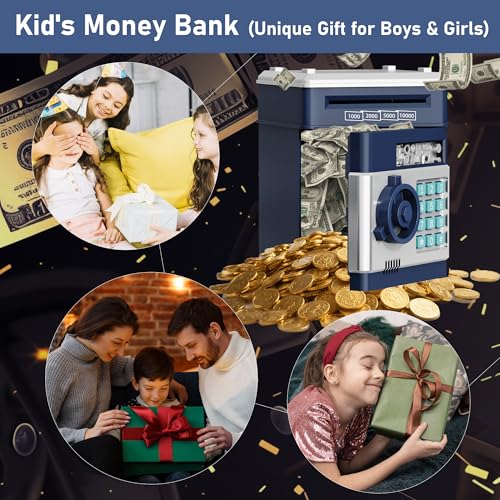 Image of Refasy Piggy Bank Cash Coin Can ATM Bank Electronic Coin Money Bank for Kids Age 3-12, Money Savings Box Mini ATM Coin Bank Toys Gifts for 3 4 5 6 7 8 9 10 11 12 Year Old Boys Girls