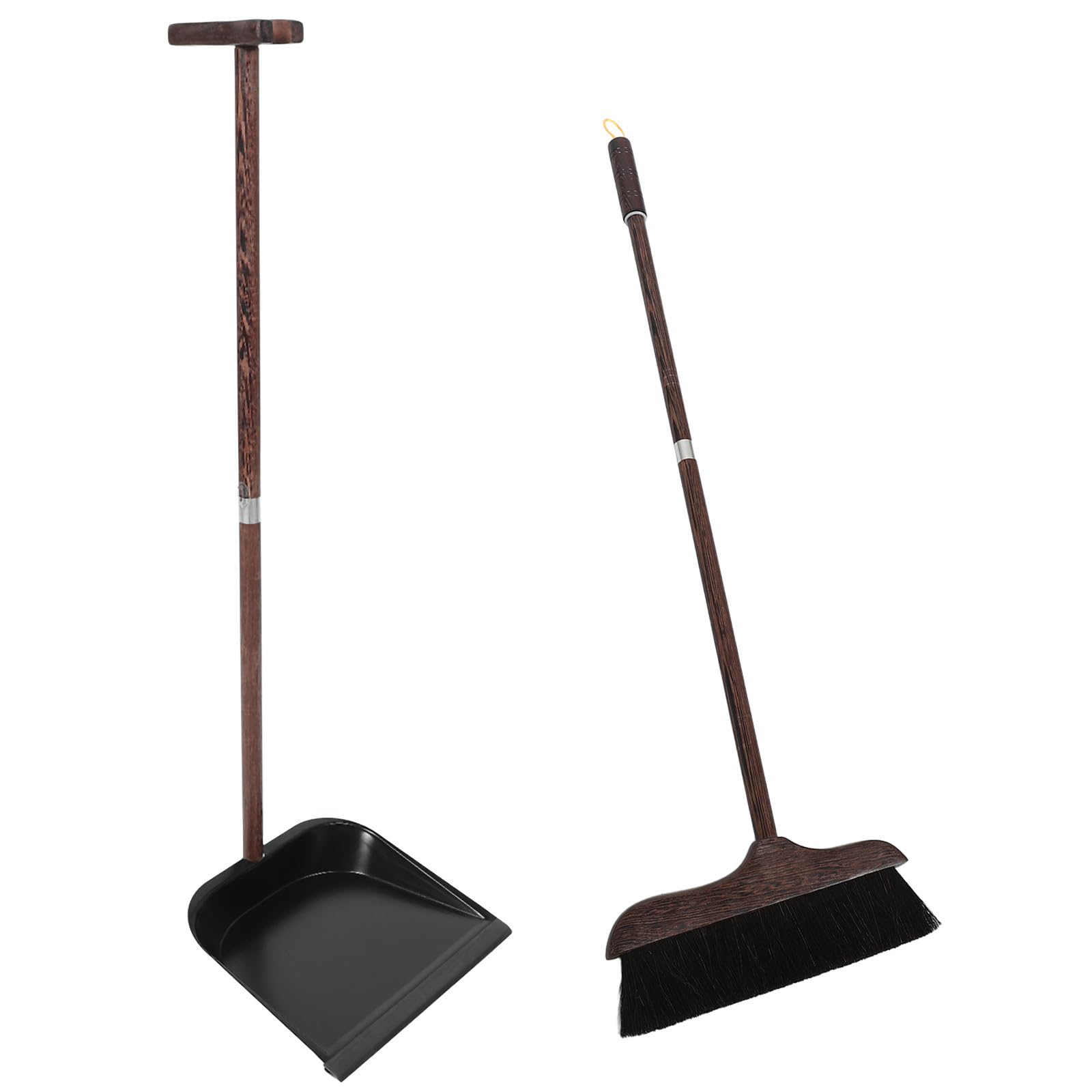 Juego Combinado de Recogedor y Escoba Vertical de Madera y Cerdas