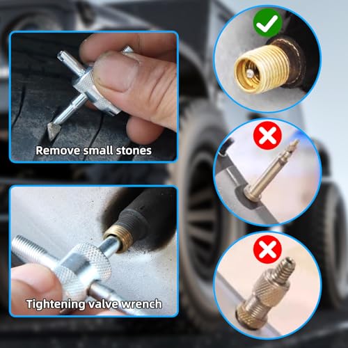 Image of Notoke 3 PCS 4-in-1 Valve Core Tool Tire Valve Tools, Multifunctional Valve Stem Removal Tool Tire Valve Stem Tool, Valve Stem Puller Valve Stem Removal Tool for Bicycle Bike Automobile Car