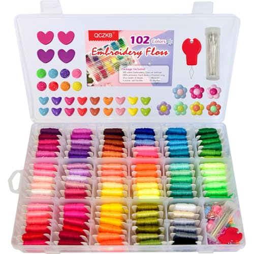 QCZKB Friendship Bracelet String 102 Skeins Fashionable Rainbow Color Embroidery Floss Cross Stitch...