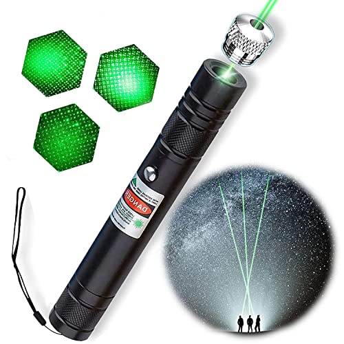 laser pointerï¼ŒLong Range High Power green laser pointer,Pointer for Indoor Teaching/Office Meeting USB Recharge Outdoor Interactive Cat Laser Toy with Star Cap Adjustable Focus for Night Hiking