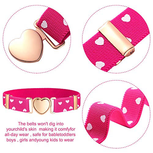 Geyoga 4 Pieces Kids Elastic Stretch Belts Heart Belt for Girls Waist4