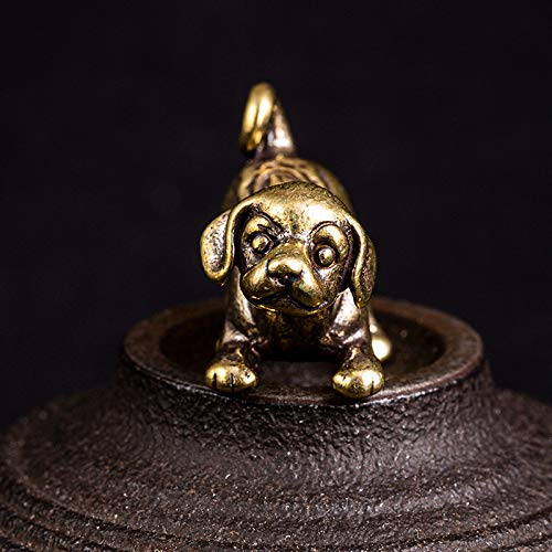 2pcs Decoración Perro de Latón Estatuas Metálicas miniatura 6