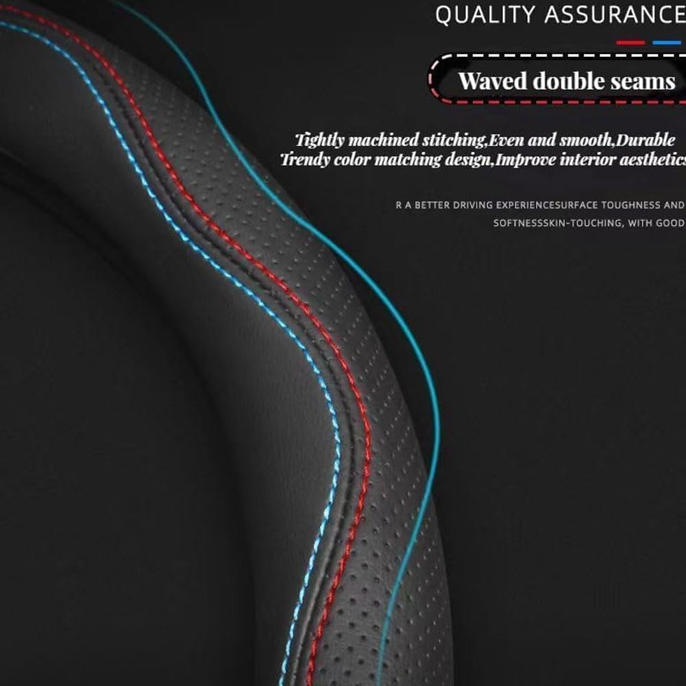dengshao Coprivolante per Auto per Peugeot 308 SW 2013-2021, Pelle Scamosciata Copertura per Volante Auto Protezione Antiscivolo Custodia Volante,Black-Brown-O Shape